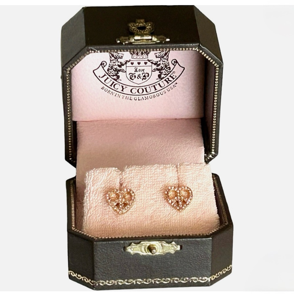 JUICY COUTURE 🩷VINTAGE🩷 PAVE PEACE SIGN HEART STUD EARRINGS 🌟NWT🌟